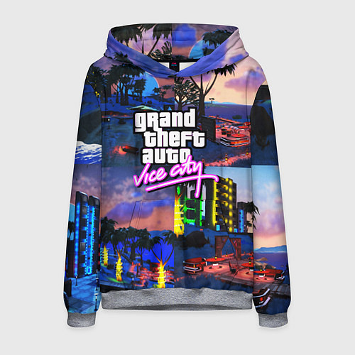 Мужская толстовка GTA vice city коллаж / 3D-Меланж – фото 1