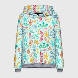Толстовка-худи мужская Абстракция коралловый фон, цвет: 3D-меланж