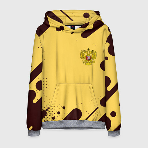 Мужская толстовка Герб РФ текстура ретро / 3D-Меланж – фото 1