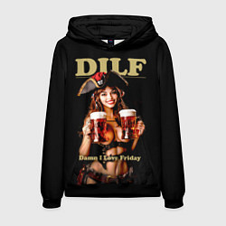 Толстовка-худи мужская DILF - damn I love Friday, цвет: 3D-черный