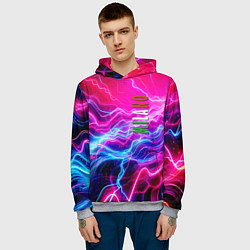 Толстовка-худи мужская Milano - neon abstraction, цвет: 3D-меланж — фото 2