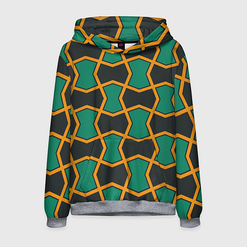 Мужская толстовка Геометрический узор желто-зеленый / 3D-Меланж – фото 1