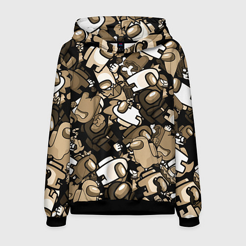 Мужская толстовка Персонажи Among us в бежевом тоне / 3D-Черный – фото 1