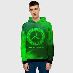 Толстовка-худи мужская Mercedes - green gradient, цвет: 3D-черный — фото 2