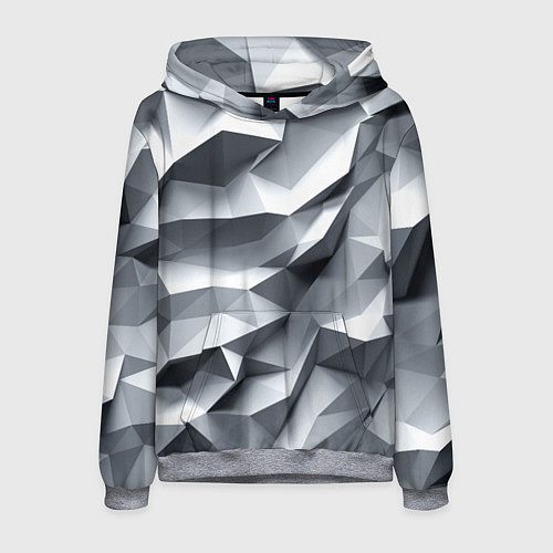 Мужская толстовка Белая геометрия с искажением / 3D-Меланж – фото 1