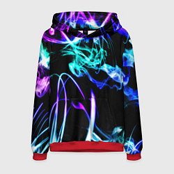 Толстовка-худи мужская Неоновый дым текстура, цвет: 3D-красный