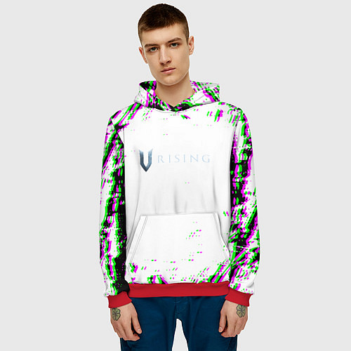 Мужская толстовка Vrising глитч краски / 3D-Красный – фото 3