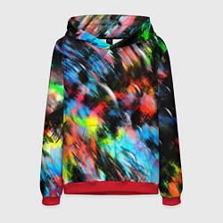 Толстовка-худи мужская Цветные краски абстракция, цвет: 3D-красный