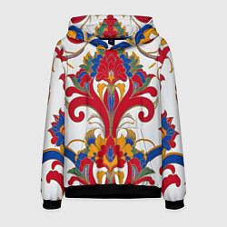 Толстовка-худи мужская Яркий алый узор, цвет: 3D-черный