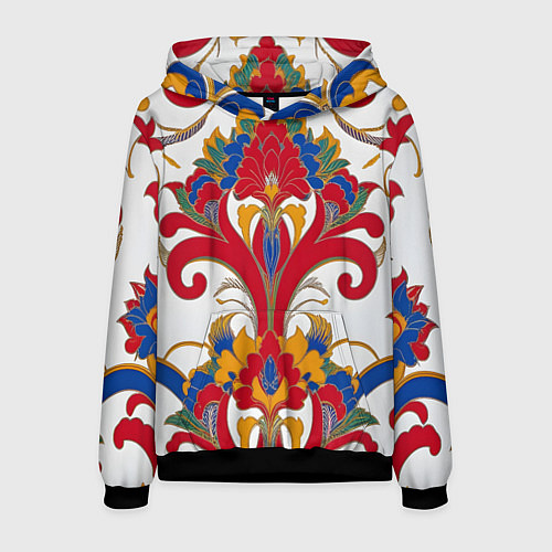 Мужская толстовка Яркий алый узор / 3D-Черный – фото 1