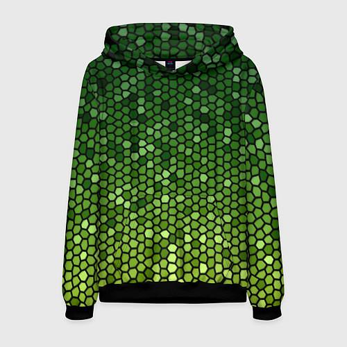 Мужская толстовка Мозаика под зеленую змею / 3D-Черный – фото 1