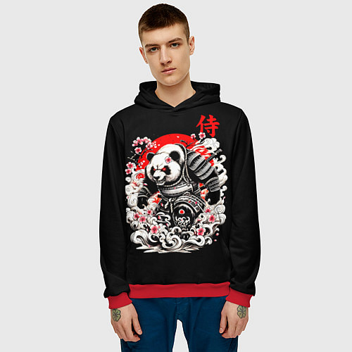 Мужская толстовка Панда - самурай / 3D-Красный – фото 3