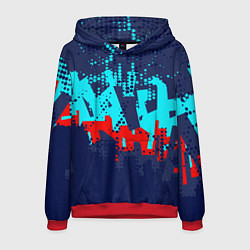 Толстовка-худи мужская Красно-синяя абстракция, цвет: 3D-красный