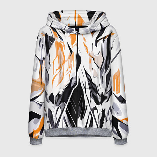 Мужская толстовка Чёрно-жёлтая абстракция на белом фоне / 3D-Меланж – фото 1