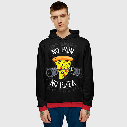 Мужская толстовка No pain - no pizza / 3D-Красный – фото 3