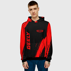 Толстовка-худи мужская Geely - red gradient вертикально, цвет: 3D-черный — фото 2
