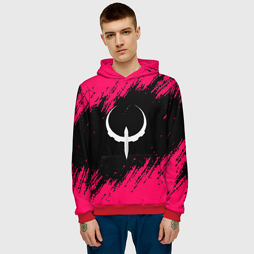 Мужская толстовка Quake розовые краски / 3D-Красный – фото 3