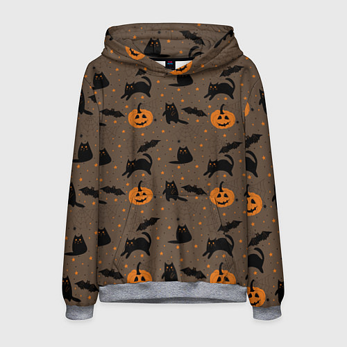 Мужская толстовка Хэллоуин и кот / 3D-Меланж – фото 1