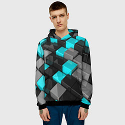 Толстовка-худи мужская Абстрактные кубы, цвет: 3D-черный — фото 2