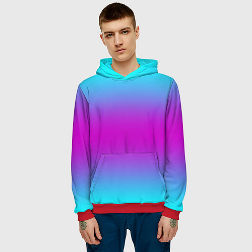 Мужская толстовка Градиент неоновые цвета / 3D-Красный – фото 3
