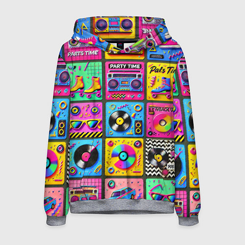 Мужская толстовка Вибрации 90-х вечеринка в стиле ретро / 3D-Меланж – фото 1