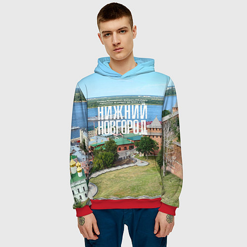Мужская толстовка Нижний Новгород кремль / 3D-Красный – фото 3