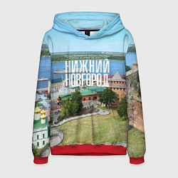 Толстовка-худи мужская Нижний Новгород кремль, цвет: 3D-красный