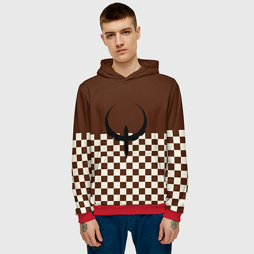 Мужская толстовка Квейк ретро паттерн / 3D-Красный – фото 3