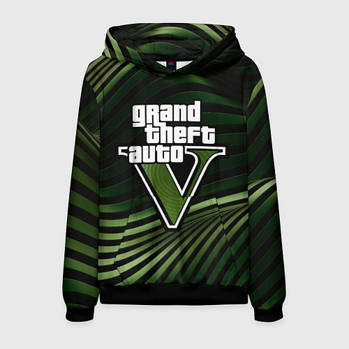 Мужская толстовка Grand Theft Auto V - logo / 3D-Черный – фото 1