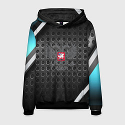 Толстовка-худи мужская Россия герб карбон, цвет: 3D-черный