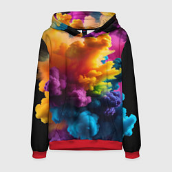 Толстовка-худи мужская Взрыв разноцветных облаков, цвет: 3D-красный