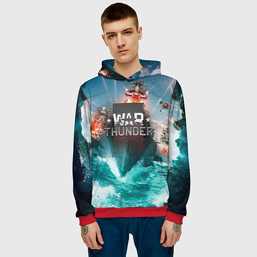 Мужская толстовка Wartunder корабль авианосец / 3D-Красный – фото 3