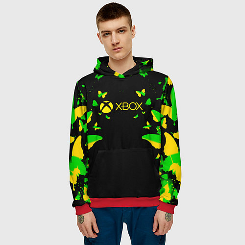 Мужская толстовка Xbox бабочки / 3D-Красный – фото 3