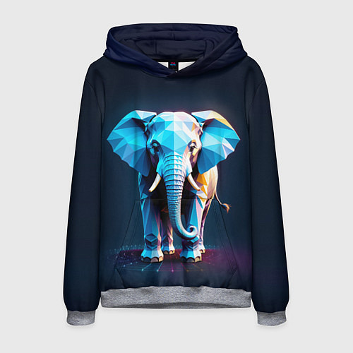 Мужская толстовка Синий геометрический слон / 3D-Меланж – фото 1