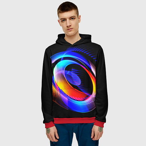 Мужская толстовка Оптические иллюзии волны / 3D-Красный – фото 3