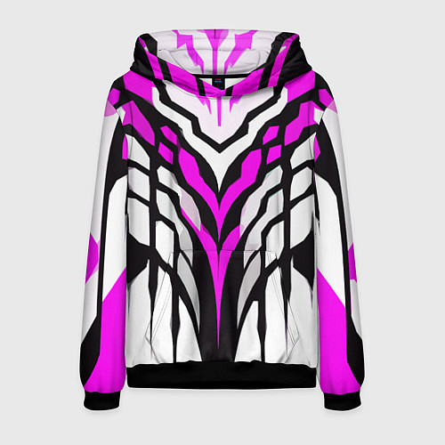 Мужская толстовка Агрессивные чёрно-розовые полосы на белом фоне / 3D-Черный – фото 1