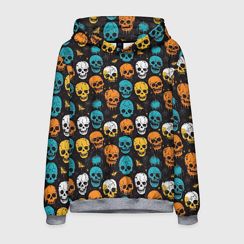Мужская толстовка Паттерн с черепами - грифика / 3D-Меланж – фото 1