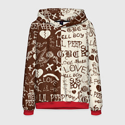 Толстовка-худи мужская Lil peep retro pattern, цвет: 3D-красный