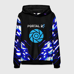 Толстовка-худи мужская Portal 2 неоновая текстура, цвет: 3D-черный