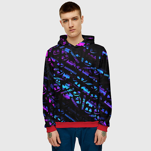 Мужская толстовка Marshmello neon club / 3D-Красный – фото 3