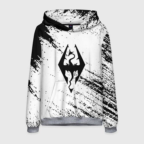 Мужская толстовка The Elder Scrolls чёрно белые краски / 3D-Меланж – фото 1