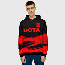 Толстовка-худи мужская Dota - red gradient посередине, цвет: 3D-черный — фото 2