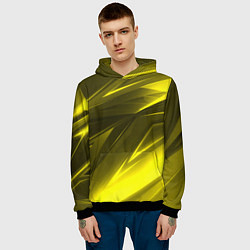 Толстовка-худи мужская Gold stripes abstraction, цвет: 3D-черный — фото 2