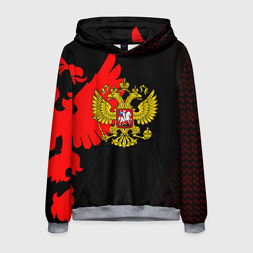 Мужская толстовка Герб РФ красный / 3D-Меланж – фото 1