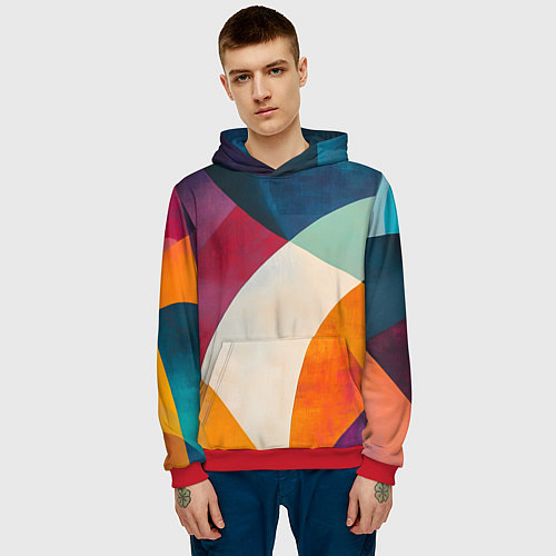 Мужская толстовка Геометрическая иллюстрация / 3D-Красный – фото 3