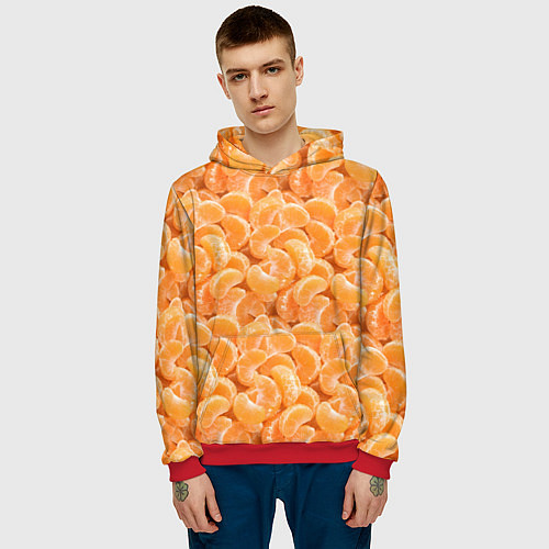 Мужская толстовка Паттерн дольки мандарин / 3D-Красный – фото 3