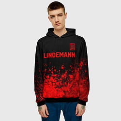 Толстовка-худи мужская Lindemann - red gradient посередине, цвет: 3D-черный — фото 2