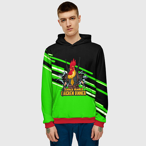 Мужская толстовка PUBG line geometry / 3D-Красный – фото 3