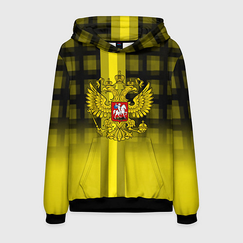 Мужская толстовка Герб РФ лого текстура / 3D-Черный – фото 1