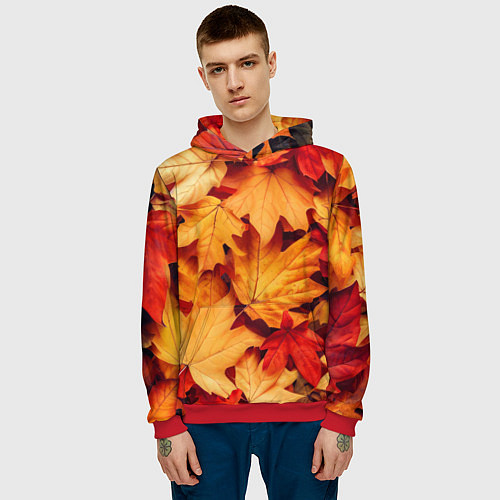 Мужская толстовка Осенние кленовые листья / 3D-Красный – фото 3